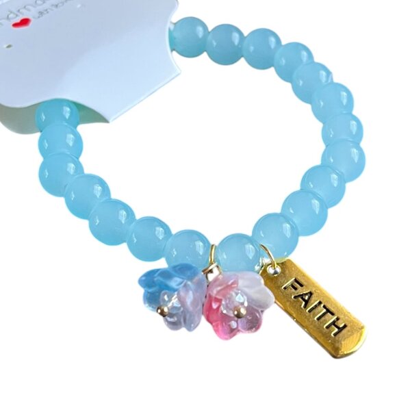 Charmze Stackable Stretch Floral Faith Beaded Bracelet NEW - Picture 1 of 4
